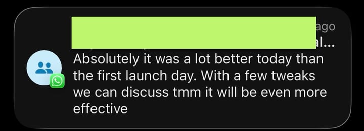 Message from a pharmacy: “Absolutely it was a lot better than what we had before. With a few tweaks we can discuss it will be even more effective.”