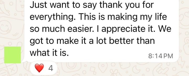 Message from a pharmacy: “Just want to say thank you for everything. This is making my life so much easier. I appreciate it. We got to make it a lot better than what it is.”